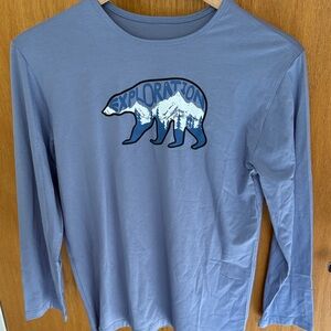 SPF 50 Kids Bamboo Blend Long Sleeve Exploration Bear Tee - Blue